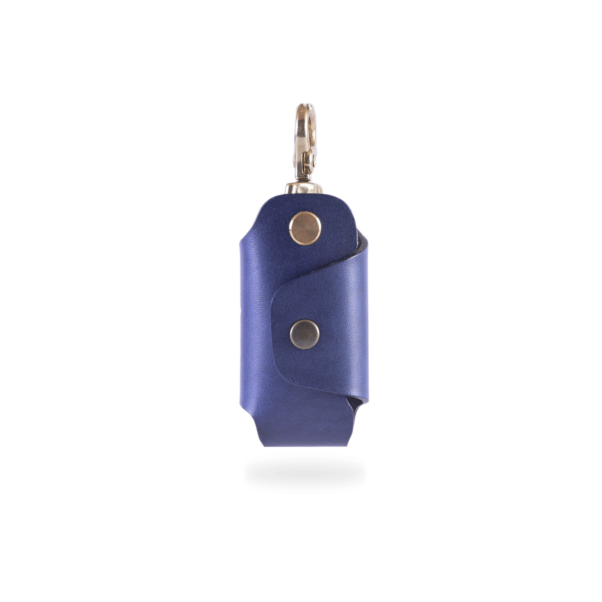 Blue leather key holder in full-grain Italian leather