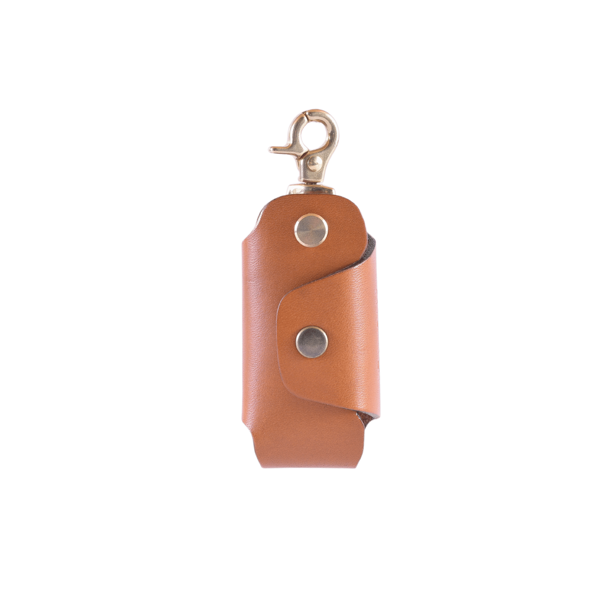 Cognac leather key holder with brass hardware